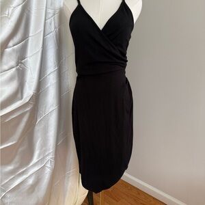 Black Wrap Casual knit Dress
